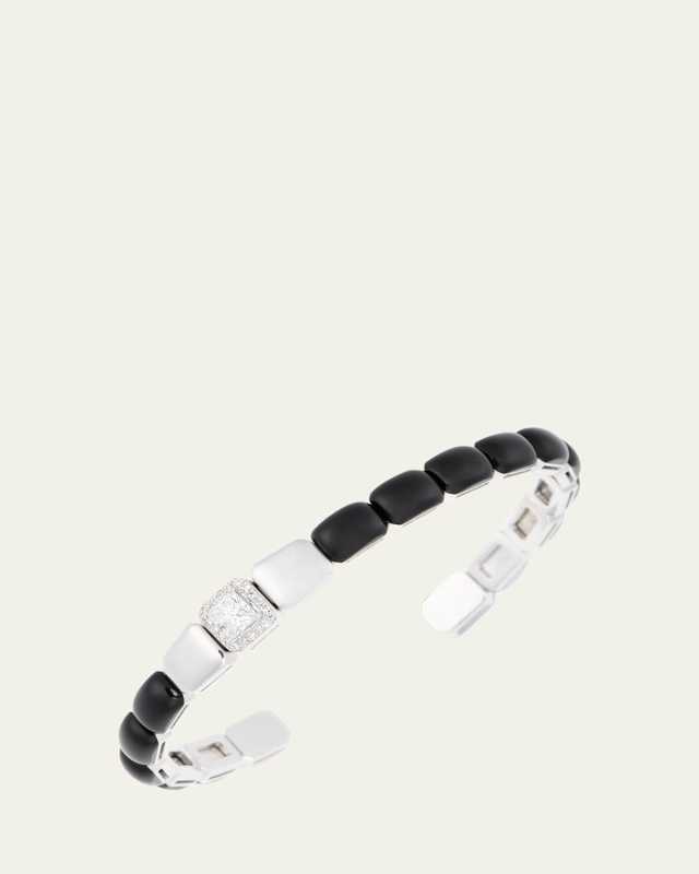 Oui Bracelet with Black Enamel in 18K White Gold